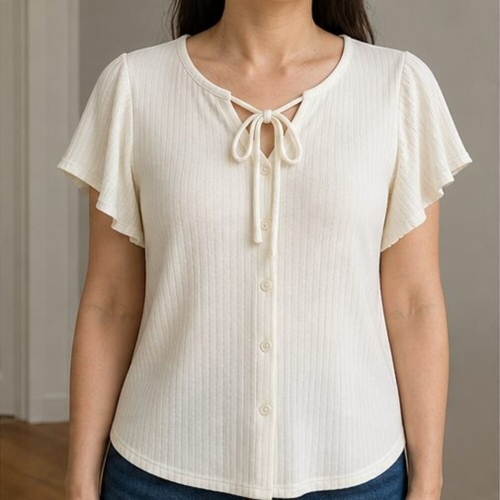 Ivory V Neck Top - Picture 2 of 6